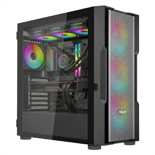 Noua Smash SK200 Case Gaming PC High Airflow | Frontale Mesh ATX/E-ATX | 4 Ventole ARGB PWM Preinstallate | AIO 360mm | GPU 400mm | Vetro Temperato Laterale