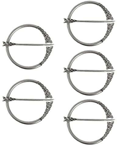 Baoblaze 5pcs Keltische Fibel Brosche Gewandnadel Buttons Mittelalter Schalspange Tuchring, Größe: 6,6x5,6 cm
