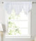 Molaxhome Swag Curtain 51 inch Length, Rod Pocket Scalloped Curtain Valance Sheer Lace Panels with Crystal Beads Bedroom 1 pc