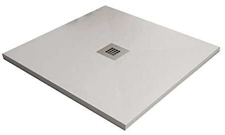 Piatto doccia bianco in marmoresina con griglia inox e Piletta OLIMPO DOCCE - Piatto doccia bianco in marmoresina con griglia inox e Piletta Gratis - STAR PLUS - 80x80