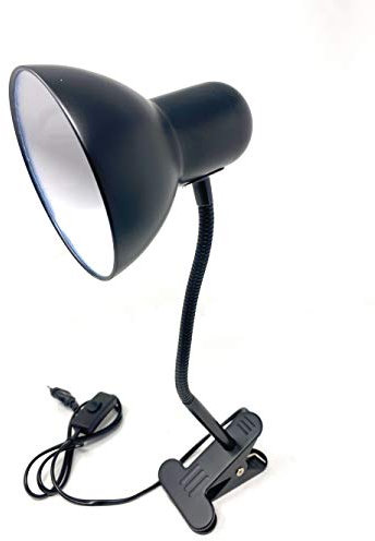 Vetrineinrete® Lampada snodabile da scrivania con pinza braccio flessibile luce da tavolo orientabile con attacco per lampadine E27 (Nero) P74