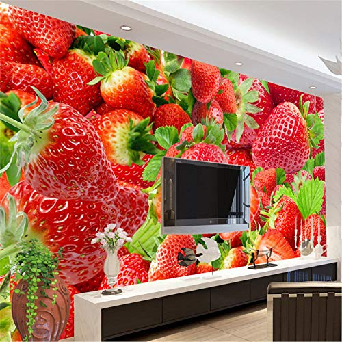 PSiFound® Fototapete 3D Effekt Obst Rot Erdbeere (250X175Cm) Vlies Tapeten Wandtapete Moderne Wanddeko Design Wand Dekoration Wohnzimmer Schlafzimmer Büro Flur Architektur
