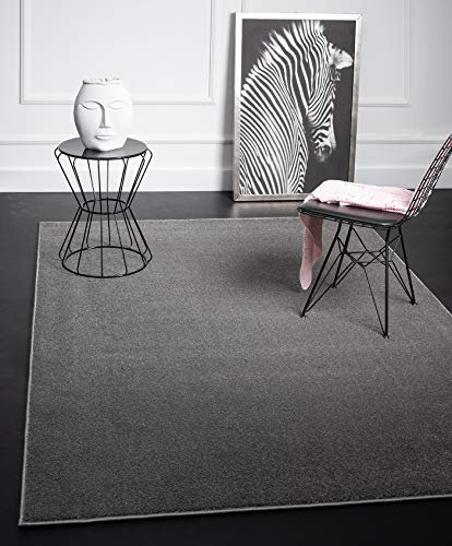 Mia's Teppiche Emma Wohnzimmer Teppich, Kurzflor, 160 cm rund, Anthrazit