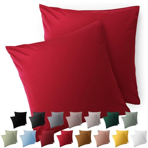 Blumtal Fundas de Almohada 60x60 cm (Juego de 2) - Fundas de cojín de Microfibra para sofá con Cierre de Sobres, Extra Suaves y Lavables, Certificado Oeko-Tex - Rojo