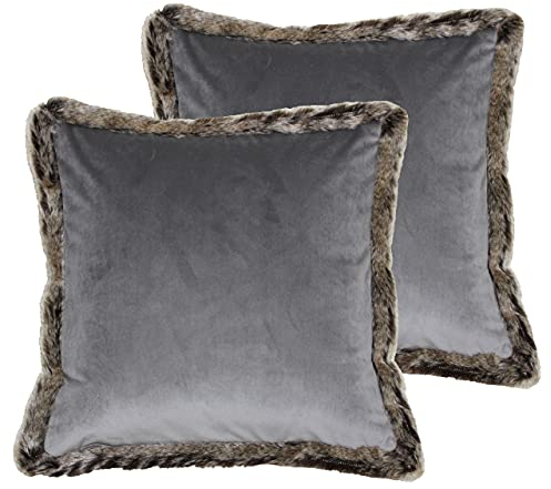 Paoletti Kiruna Twin Pack-Feder gefüllte Kissen, Samt, Grau, 45 x 45cm, 2
