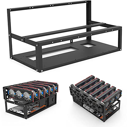 6 Graphics Card Holder Mining Rig Frame Open Mining Rig Frame Mining Frame Gehäuse aus Stahl, Halterung für Miniercomputer stapelbar, Plattform für ère