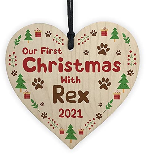 RED OCEAN Our 1st Christmas With Dog Puppy Bauble Personalised Xmas Tree Decoration Pet Gift