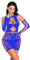 Bommi Fairy Women Lingerie Fishnet Set Chemise + Sleeve Babydolls Mini Dress Mesh Sleepwear Free Size UK 4-20 (Blue)