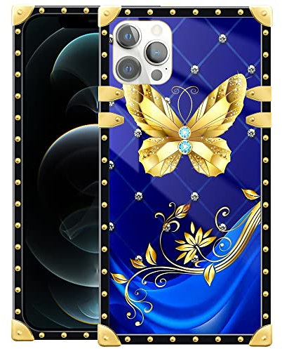 DAIZAG Compatible with iPhone 11 Pro Max Case,Diamond Butterfly Gold Retro Metal Corner Decoration Soft TPU Shockproof Cover