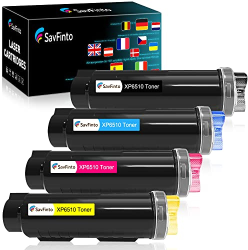 SavFinto Kompatible Toner für Xerox Phaser 6510 Toner WorkCentre 6515 Tonerpatrone Ersatz für Xerox Phaser 6510N 6510DN 6510DNI 6510DNW WorkCentre 6515N 6515DN 6515DNI 6515DNW (4 Pack)