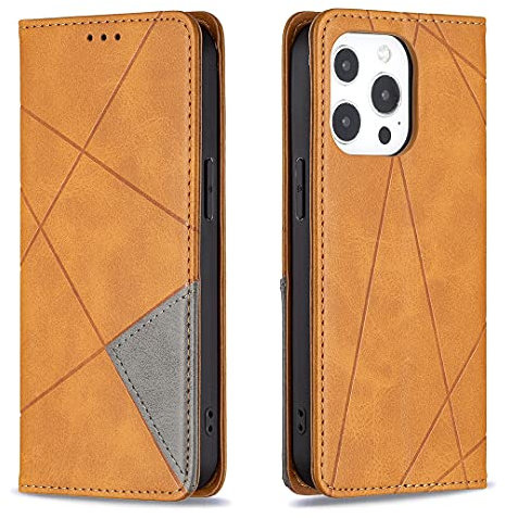 Posanter Cover per iPhone 13 Pro (6,1 Pollici), Flip Custodia Portafoglio Caso Libro Pelle PU e Slim TPU Silicone Antiurto, Ultra Sottile con Chiusura Magnetica e Tasca per Carte Wallet Caso (Giallo)