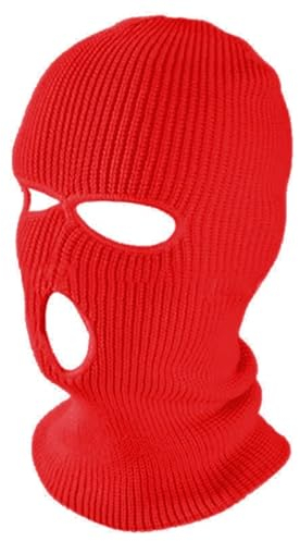 TOPTIE Cagoule à 3 Trous Double Tricot, Balaclava Masque de Ski Coupe-Vent Respirant pour Homme et Femme