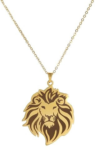 EUEAVAN Löwe Anhänger Halskette Edelstahl Kette Classic Animal King Schmuck für Frauen Männer Mädchen Jungen Geschenke