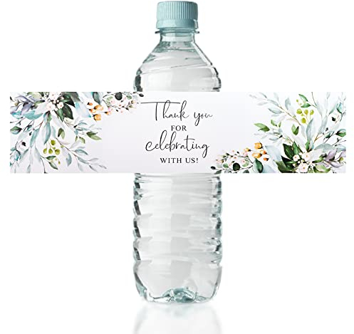 URROMA Lot de 50 étiquettes Autocollantes pour Bouteille d'eau de Mariage avec Inscription « Thank You » pour Bouteille d'eau, pour Anniversaire, fête prénatale