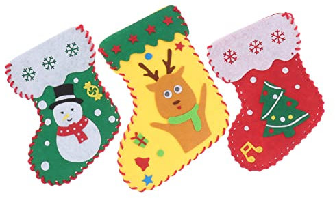 Toyvian 4stücke Weihnachtsstrumpf Materialpaket Handgemachte Bastelsets Für Mädchen Kreative Weihnachtsdekoration Für Festliche Anlässe Designs Individuellen Gestaltung