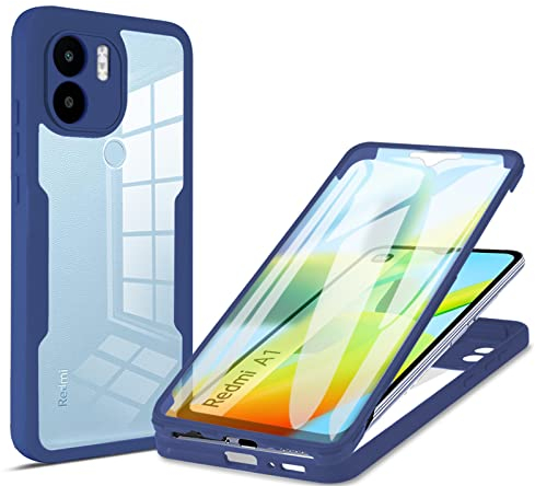 betterfon Coque de protection 360° avec protection d'écran intégrée pour Xiaomi Redmi A1 Bleu