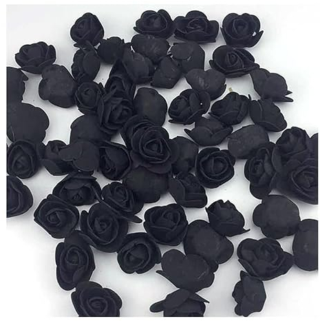 Yurosiay 500 rose artificiali, mini rose in schiuma, rose artificiali, decorazione senza gambo, rose finte, rose in schiuma, per fai da te, rose, orso, artigianato, bouquet da sposa, colore nero