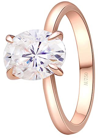 Epinki Echt Gold Schmuck Ring 14K 585 Rotgold, Eheringe mit Moissanit 2ct, Ovalschliff, Au585 Rosegold Partnerringe Verlobungsring Freundschaftsringe für Damen, Rose Gold, Gr.52