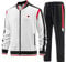 W JIANWANG Trainingsanzug Herren Fußball Traningsanzuganzug Sportanzug Freizeitanzug Sport Jogging Anzug Für Männer Trainingsanzüge Fussball Laufanzug Jogginganzug Set Weiß 140 L