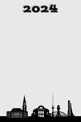 Kalender 2024: Kompakter Jahresplaner Wochenübersicht | A5 | Januar bis Dezember | Ferien, Feiertagen Monatsübersicht und vieles mehr | Organizer und Zeitplaner für 1 Jahr | Skyline Kiel