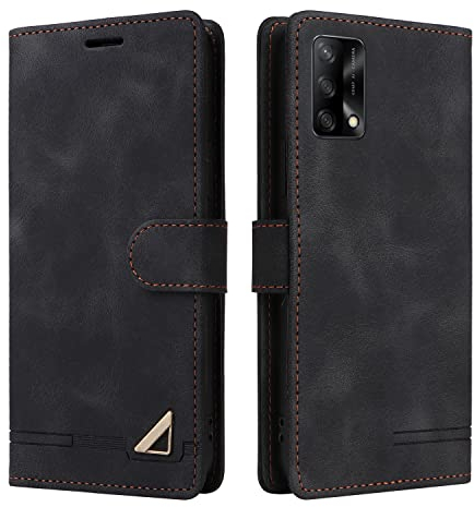 OKZone Funda para OPPO A74/F19/F19S/A95 4G, Premium PU Cuero Cierre Magnético Tipo Libro Flip Folio Carcasa Soporte Plegable Ranuras para Tarjetas Cáscara de TPU para OPPO A74/F19/F19S/A95 4G (Negro)