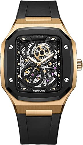 AXPTI Men Mod Kit Cubierta de acero inoxidable Enlace de goma, para Apple Watch Band 45mm 8 7, Metal RM Case+fluororubber Watch Strap,For Iwatch 44mm SE 6 5 4 Series Upgrade, 44mm For 6/5/4/SE, Agate