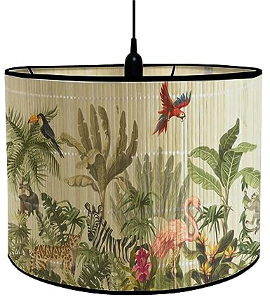 FANSU Lampenschirm fuir Tischlampe,Klassisch Lampenschirm Hängelampe Lampenabdeckung für Stehlampe Tischlampe Deckenleuchte Wohnzimmer Moderner Deko (30 * 20cm,Flamingo)