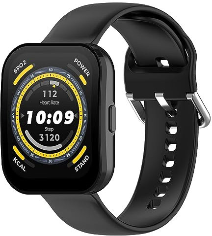GIOPUEY Cinturini Compatibile con Amazfit Bip 5/Bip 5 Unity, Morbido Silicone Cinturino [Resistente all'Usura] [Traspirante] - Black