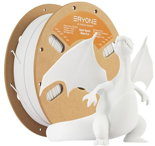 ERYONE High Speed Matte Filament PLA 1.75mm +/- 0.03mm, High Speed Filament PLA, Rapid PLA Filament, 3D printing filament, 30-500mm/s Hyper Speed PLA filament, 1kg (2.2LBS) / Spool, White