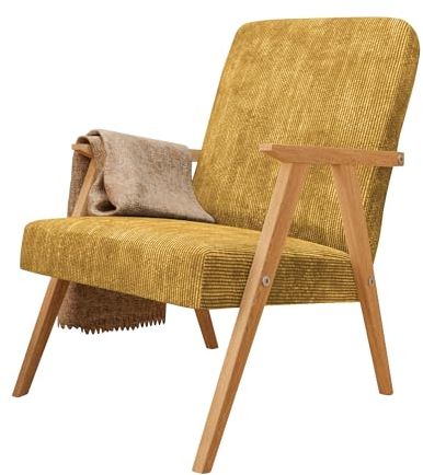 MargaretHadas24 Sessel Petra Klassische Sessel Retro im minimalistischen Stil Scandinavian Holz (Poso 43 - gelb)