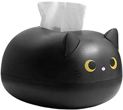 Fenhua Taschentuchbox, Cartoon Katze, Rechteckig, Abnehmbar, Schwarz, ABS-Material, Kompakt