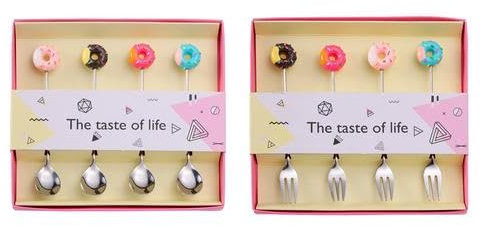 HUNYA Stainless Steel Dessert Fork and Spoon Set for Tea, Coffee, Pastry, Cake and Donut With Sugar Stirring