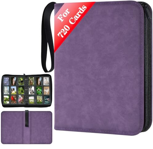 JUSONEY album cartas, hasta 9 lados con capacidad para 720 tarjetas, álbumes de fotos de tarjetas, álbumes de fotos de tarjetas, album cromos(Morado)