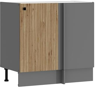 Küche AVA Artisan Eckunterschrank 105 cm Lamellenoptik Küchenzeile Einbauküche