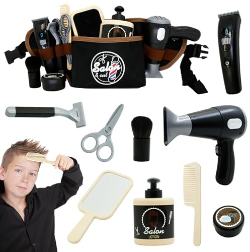 Friseur-und Schminktaschen-Beauty-Set,10 Stück Kinderschminke Set Spielzeug,Styling,Make-Up-Accessoires,Spielset,Kinder Friseur Set,Rollenspielzeug für Jungen & Mädchen Ab 3 Jahren.