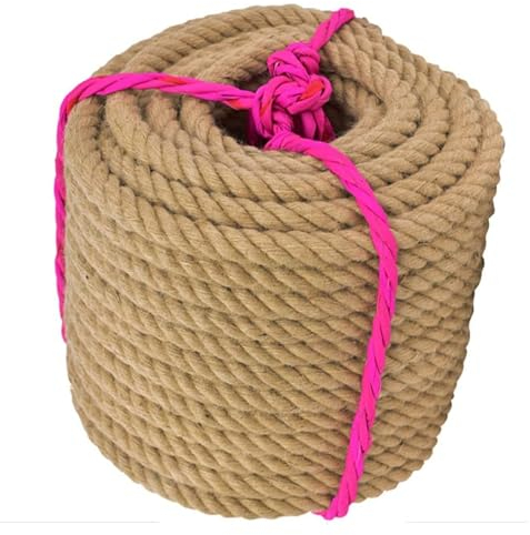 Corde de jute, corde de chanvre, corde de jute torsadée de 164 pieds, 25 mm d'épaisseur, corde de chanvre robuste, emballage de jardinage et décoration d'intérieur (taille : 18 mm 50 m) (couleur : Bru