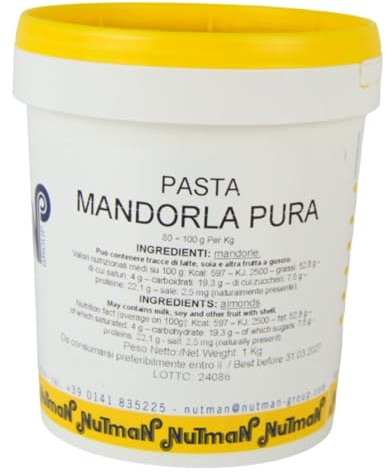 KG 1 PASTA MANDORLA PURA PREPARATO SEMILAVORATO PER GELATERIA E PASTICCERIA