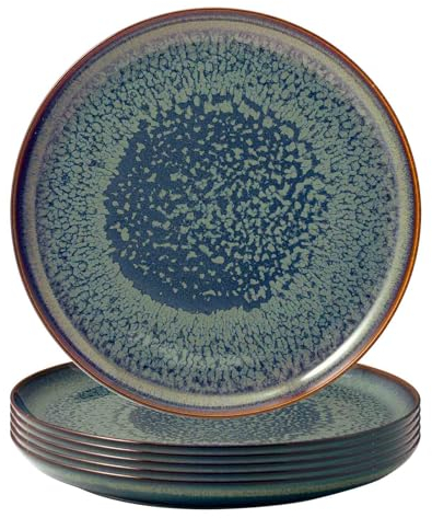 Villeroy & Boch like. by Crafted Breeze Speiseteller 6er Set, 26 cm, Teller mit Reaktivglasur, Premium Porzellan, Graublau, 19-5167-2610