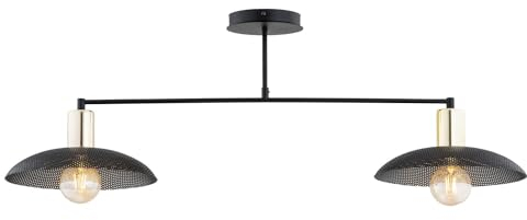 Deckenlampe Metall 100 cm lang in Schwarz Gold E27 2-flammig Loft Deckenleuchte Esszimmer Wohnzimmer Beleuchtung Küche