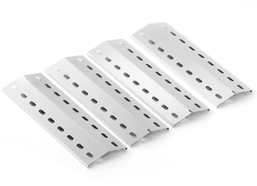 Edelstahl Flammenabdeckung Ersatzteile für Napoleons Rogue 2, Tepro Richfield, 41 x 14cm Universal Brennerabdeckung für Allgrill Modell CBD-410BYB, Mayer Barbecue, Coobinox, Buffalo Grill, 4 Stück