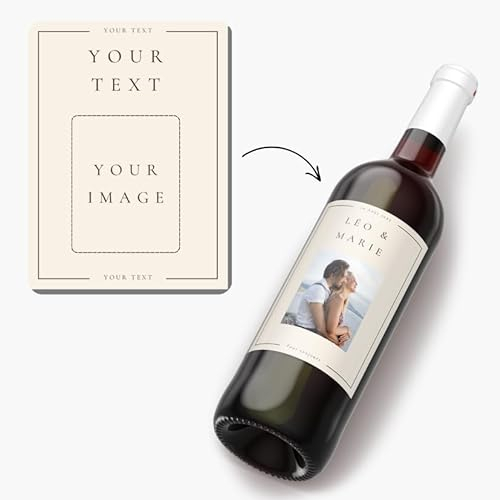 Étiquettes à personnaliser pour bouteille de vin (lot de 6) - ajoutez votre photo et vos textes - étiquette personnalisée - cadeau - anniversaire - mariage - retraite - temoin - baptême
