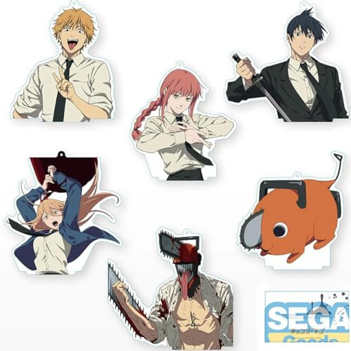 Chainsaw Man Big Clear Keychain with Stand Set of 6 - Random