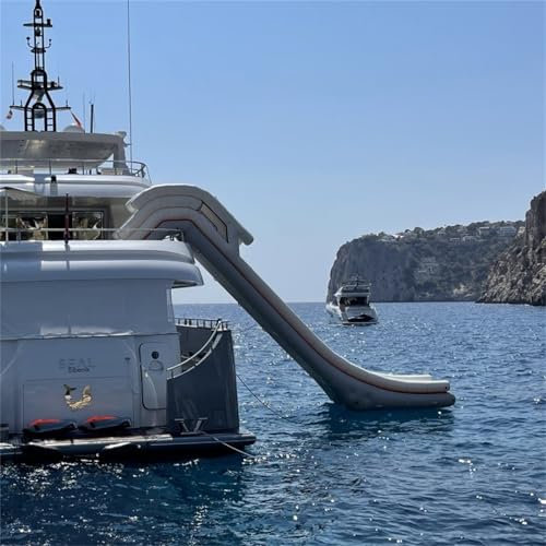 Gueploer Grand Toboggan Mobile De Luxe pour Bateau De Croisière avec Filet De Sécurité Et Pompe À Air Adapté Aux Quais Et Étangs Privés, Aux Équipements De Divertissement,13.1Ft/4M,Grey