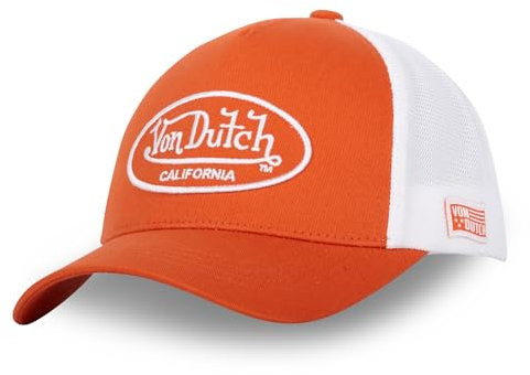 Von Dutch Kappe für Damen und Herren, Trucker-Kappe LOFB, verstellbar, weiß / orange, Einheitsgröße