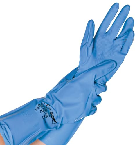 FRANZ MENSCH 24 Stück Hygostar Chemikalienschutzhandschuhe Professional | Nitril, Packung, blau, 8/M, L: 34cm, Chemikalien Schutz Handschuhe, Nitrilhandschuhe