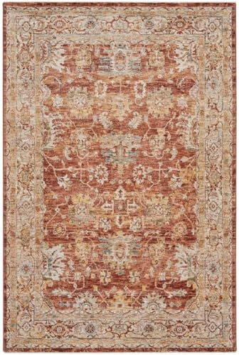 bedding mill Rust Traditional Rug, Anti-Shed Bordered Geometric Rug, Abstract Rug with 5mm Thickness, Easy to Clean Luxurious Persian Rug for Bedroom, & Dining Room-160cm X 234cm