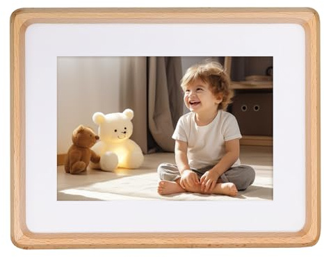 Kattepote 8x6 pouces Cadre photo 15x20 cm, à poser ou à fixer au mur, pour photo 15 x 20 cm maximum et avec passe-partout pour photo 10 x 15 cm, en hêtre naturel