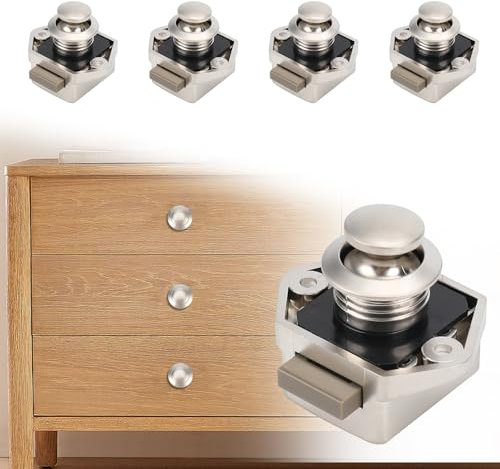Opaltool Serratura a Pulsante, 15-20mm Chiusura a Pulsante per Camper con Vite, Senza Chiave Push Lock Serratura Chiusura a Pulsante per Caravan Camper Furgone Barca Armadio Porta