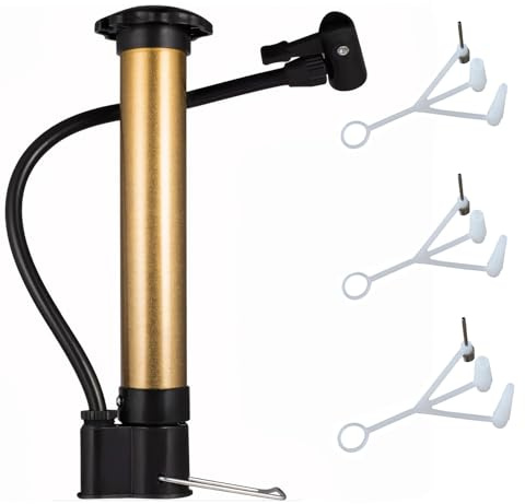HSYTEK Ballpumpe mit Nadelfach – 3X Metall- & 6X Kunststoffnadeln, Flexibler Schlauch für Fußball, Basketball, Handball & mehr