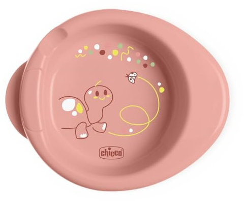 Chicco Warmy Plate, Plato Térmico para Bebés y Niños, Plato Térmico para Comida con Depósito de Agua Caliente, Platillo Destete con Base Antideslizante y Diseño Ergonómico, 0% BPA, 6+ Meses, Rosa
